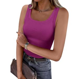 ANRABESS Womens Sleeveless Scoop Neck Tank Top Ribbed Fitted Summer Basic Slim Cute Tops 2026 Small