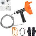 33 Feet Drain Snake Auger, Plumbing Snake Drain Hair Clog Removal Tool, Heavy Duty Toilet Snake Auger, Sink Unclogger Drain Cleaner Tool for Bathroom Kitchen Tub Shower Drain Clog Remover with Gloves