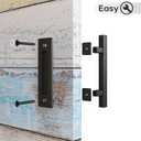 EaseLife 12" Sliding Barn Door Handles and Pulls,Double Sided Hardware Set,Heavy Duty,Square,Rustic,Matte Black Powder Coated Finish,Easy Install