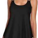 Urchics 2026 Women Two Piece Tankini Swimsuit Tummy Control Plus Size Long Torso Top and High Waisted Boyshorts Bathing Suits, X