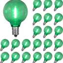 25 Pack G40 LED Replacement Bulbs,120V 0.5W,E12 Base,for Outdoor String Lights-Green