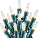 Brightown Christmas Lights, 100-Count 25ft Clear Incandescent Bulb Mini String Lights for Indoor Holiday Decor, Christmas Tree Garland Wedding Party Multi-Use Decoration, Green Wire