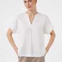 BATHRINS Women's Chiffon V Neck Sleeveless Blouse Tops Office Work Shirts White M