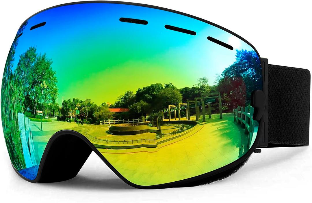 SPOSUNE Ski Goggles Over Glasses - Snow Goggle for Men Women Youth Snowboard Skiing - UV400 Anti-Fog Snowmobile Goggles (Sg-003-golden)