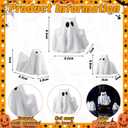 3 Pcs Resin Ghost Decor Halloween Horned Ghost, Cat, Dog Figurines Cute Farmhouse Tiered Tray Coffee Table Centerpieces Shelf Mantel Display Collections