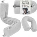 Dot&Dot Twist Memory Foam Travel Pillow for Airplanes - Travel Neck Pillow for Sleeping - Airplane Pillow for Neck Support, Chin, Lumbar and Leg - Adjustable, Bendable Neck Roll Pillow