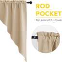NICETOWN Room Darkening Pole Pocket Kitchen Tier Curtains- Tailored Scalloped Valance/Swags for Nursery for Basement (Biscotti Beige, 2 Pieces, 72 inches Wide Combined, 63 inches Long)