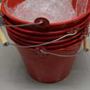 Zopeal 6 Pcs Large Metal Bucket Beer Bucket Galvanized Steel Pail with Handle for Gifts Basket Ice Candy Party(9 x 7 x 7 Inch,Red)