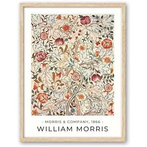 HesenDot William Morris Acanthus Floral Framed Wall Art,12x16in Flowers Canvas Print,Vintage Texture Art Painting Home Decoration for Living Room Bedroom, Set of 1