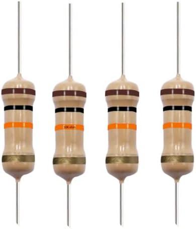 California JOS 10K Ohm Carbon Film Single Fixed Resistor 1/2 W (0.5 Watts) 5% Tolerance, (10K R, 10K ohm, 10K Ω) Resistor (10 Pack)