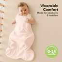 2-Pack Organic Baby Sleep Sacks, 100% Cotton - Soft & Breathable 0.5TOG Baby Wearable Blanket, Toddler Sleeping Sack 0-6 months, Easy to Wear Transitional Swaddles for Newborns, Infants(Mist Rose, S)