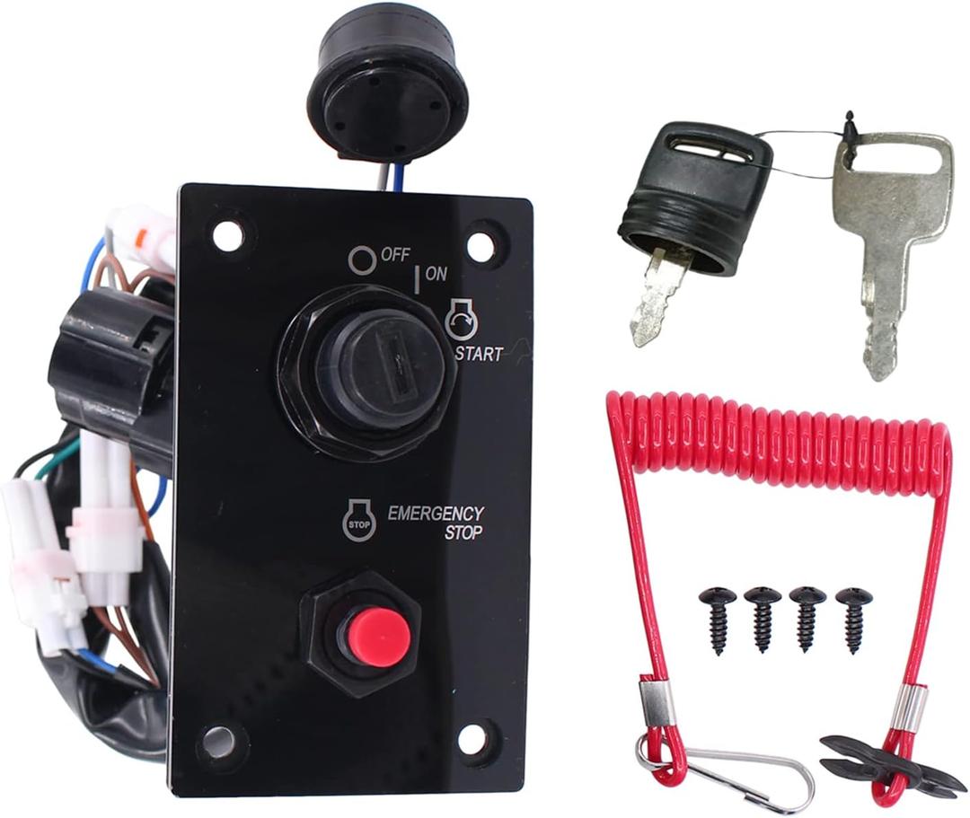 ApplianPar Outboard Top Single Ignition Switch Panel with Key 37100-96J24 37100-96J27 for Suzuki