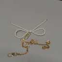 Tondiamo 2 Pcs Bow Bag Charm Pearl Keychain Gold Bow Heart Pendant Purse Bag Chain Bowknot Extender Replacement Purse Charms Accessories for Women Handbag