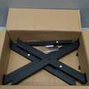 IBUYKE U-Shaped Linen Vanity Stool, Square Makeup Chair with X-Leg, Ottoman Seat Footrest Stool, Multi-Use as Small Side Table, for Bedroom, Living Room, Blue Gray