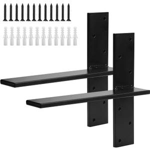 2 Pack Free Hanging T Shelf Bracket, Solid Heavy Duty Steel T Shelf Bracket with Screws, Floating Shelf Brackets, Granite Countertop Support Brackets,Powder Coated, DIY Projects (14 Inch)