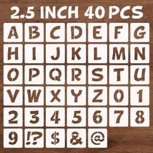 BAMIDELE 2.5 Inch Letter and Number Stencils, 40 Pcs Reusable Plastic Alphabet Spray Paint Stencils for Painting on Wood, Wall, Fabric, Rock, Chalkboard, Door Porch, Signage, DIY Craft Decoration