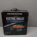 OVENTE 11.5-Inch Electric Skillet & Frying Pan, 1400W Nonstick Cooking Pan with Adjustable Temperature Control, Tempered Glass Lid with Steam Vent, Cool-Touch Handles, Easy-Clean Black SK11112B