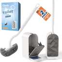 Toilet Brush and Holder 2 Set, Wall Mounted Toilet Bowl Brush with Hideaway Caddy, Toilet Cleaner Brush Built-in Drip Tray, Toilet Scrubber Brush Bathroom Decor, White RV Bathroom Accessories