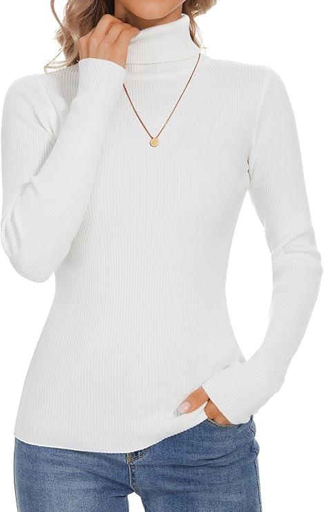 Sweaters for Women Ribbed Long Sleeve Pullover Sweater Slim Fit Jumpers Casual Trendy Knit Tops, 2X