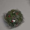LemonRoad 4 Pieces 3.15in Christmas Candle Ring Wreath for Taper Candles, Pine Branch with Red Berries Lamb's Ear Garland, Candle Rings for Taper Candles, Table Decoration, Winter Home Decor