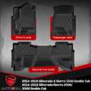 Floor Mats Compatible with 2014-2018 Chevrolet Silverado & GMC Sierra 1500 2500 3500 Double Cab, All Weather TPE Floor Liners, Custom Fit Car mats, 1st & 2nd Row, Black