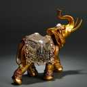 Lucky Elephant Statue,7" Elephant Decor,Elephants Figurine for Home Decor Unique and Ornament for Living Room,Table Centerpiece Shelf and Office Adds(Resin Craft)