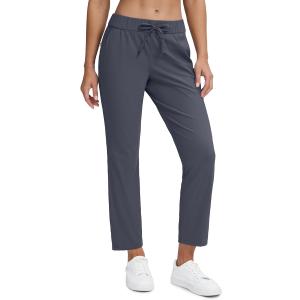 Seamaid Women's Golf Pants with Pockets 7/8 Stretch Ankle Travel Pants for Athletic Casual Grey M