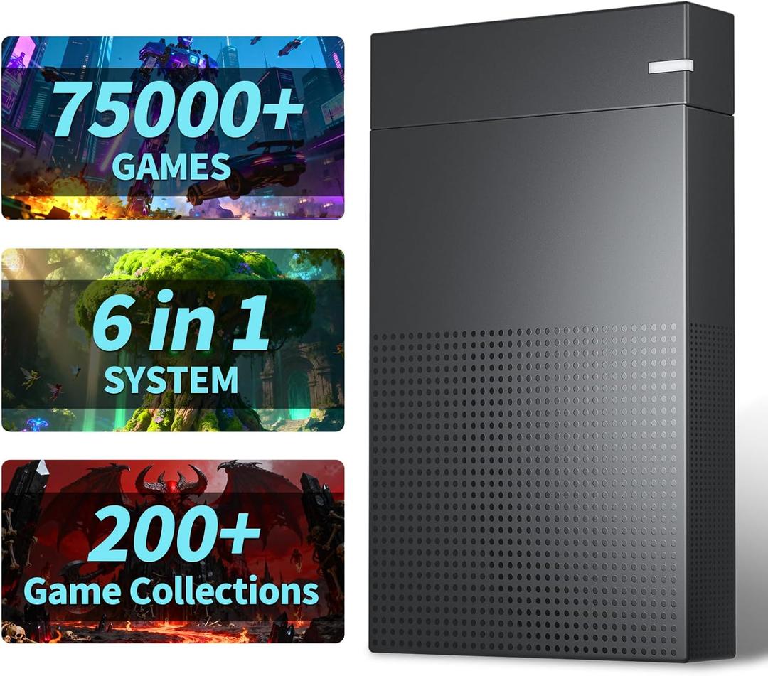 Kinhank 4tb Retro Game Hard Drive 6 Game System in 1 with 75000+ Games, Retro Game Consoles Compatible with 200+ Emulators, Portable Game Hard Drive Disk Compatible with Win 7/8/10/11