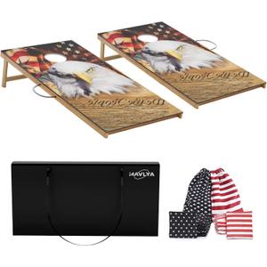 Cornhole Board Set,Corn Hole Games for Adults Outdoor,2X4FT Solid Wood Regulation Cornhole Boards with 8 Cornhole Beans Bags & Carry Case