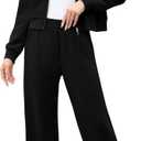 XIEERDUO Lounge Sets for Women 2025 Sweatsuit 2 Piece Outfits Sweatshirt Wide Leg Sweatpant Tracksuit Matching Set (Black, S)
