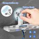 Razor Holder Shower - Suction Cup Razor Hanger with 3 Hooks & Shaving Cream Shelf, Suction Cup Shaver Holder for Towels, Sponges(Silver)