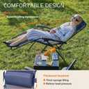 Sweetcrispy Zero Gravity Chairs Set of 2, Outdoor Folding Reclining Lounge Chair with Cup Holder Tray & Adjustable Pillow, Portable Camping Beach Patio Poolside Lawn Yard Chair, Classic Blue, 2pcs