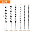 6Pcs 12-Inch Long Auger Drill Bit Set for Wood, 1/4"-7/8" Inch Hex Shank Ship Auger Drill Bit for Soft and Hard Wood, Plastic, Drywall and Composite Materials