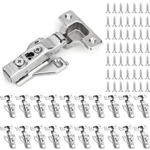 30 Pack 1/2'' Overlay Face Frame Soft Close Hidden Cabinet Hinges, 105 Degree 3D Adjustable Clip On Plate Concealed Kitchen Cupboard Door Hinges with Screws