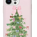 Christmas Tree Phone Case Light Pink Xmas Cover for iPhone 16, 15, 14, 13, 12, Samsung S25, S24, S23, S22, A16, A55, A25, Pixel 9Pro, 8A