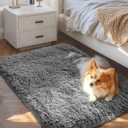 Ophanie Small Area Rug Throw Non Slip Rugs for Bedroom, Mini Fluffy Grey Carpet, Affordable Door Entryway Indoor Inside Front Entrance Dog 2x3 Mat, Home Decor Aesthetic, Nursery