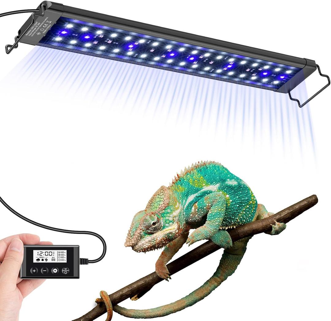 EnchOrch 18-Inch LED UVA UVB Light for Reptiles with Controller, Full Spectrum UVA & UVB Reptile Light with Auto 24-Hour Cycle Timer & 10 Dimmable for Bearded Dragons, Turtles, Frogs, Snakes, Plants
