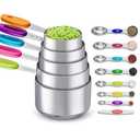 13-Piece Measuring Cups and Magnetic Spoons Set, 5 Stainless Steel Measuring Cups, 7 Double-Sided Magnetic Measuring Spoons & 1 Leveler for Cooking and Baking (5+7+1)