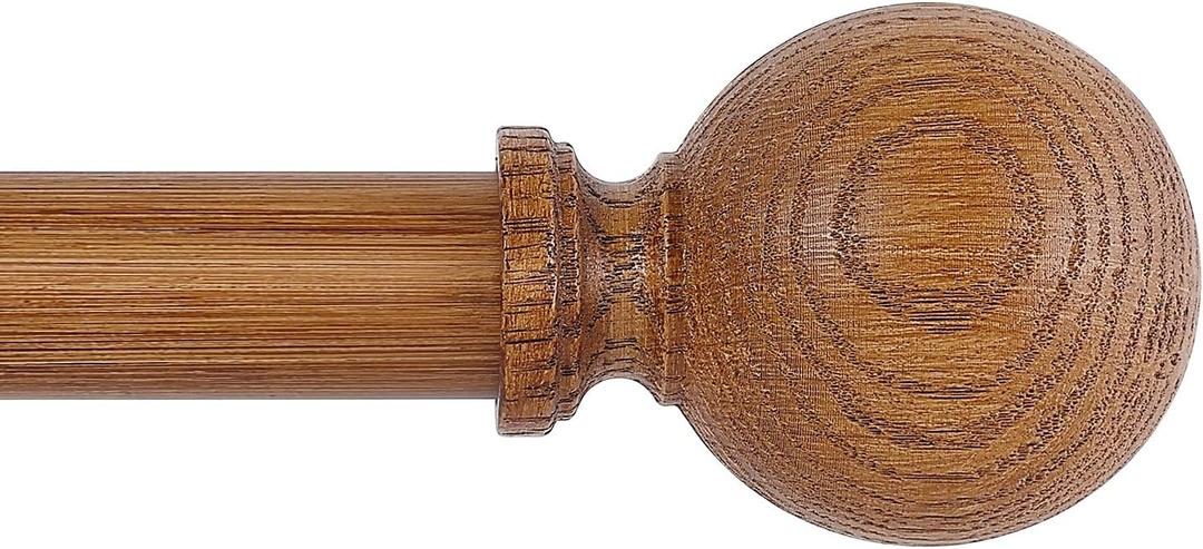 Brown Wood Grain Ball Adjustable Curtain Rods, 36-88" Heavy Duty, Farmhouse Rustic Single Window Curtain Rods, Indoor/Outdoor, Iron with Imitation Wood Grain Finish