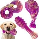 WinTour Dog Chew Toys for Aggressive Chewers 3 Pack, Indestructible Dog Toy to Keep Them Busy, Tough Dog Toys for Aggressive Chewers for Small, Medium and Large Breeds, Beef Flavor, Purple
