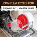 Red Chicken Shredder + 6 Freezer Bags | 20 oz | Hardened, Anti-Slip Chicken Shredder Tool Twist with See-Through Lid | Safer-than-Knives Meat Shredder Tool Twist | Dishwashable | Chicken Puller