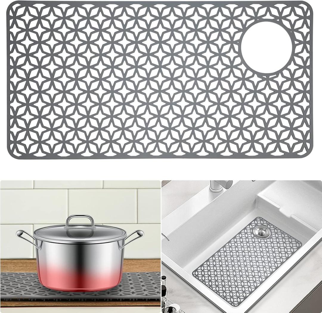 Sink Protectors for Kitchen Sink,28.2''x 14.2'' Sink Protectors for Kitchen,Sink Drainage Mat- Non-slip Sink Mat for Bottom of Kitchen Farmhouse Porcelain Sink Kitchen Sink Grid Accessory.