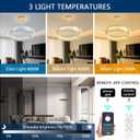 16'' Modern Ring Chandelier Crystal Chandeliers for Dining Room Round LED Dimmable Ceiling Light Fixture for Living Room Bedroom Lighting Gold