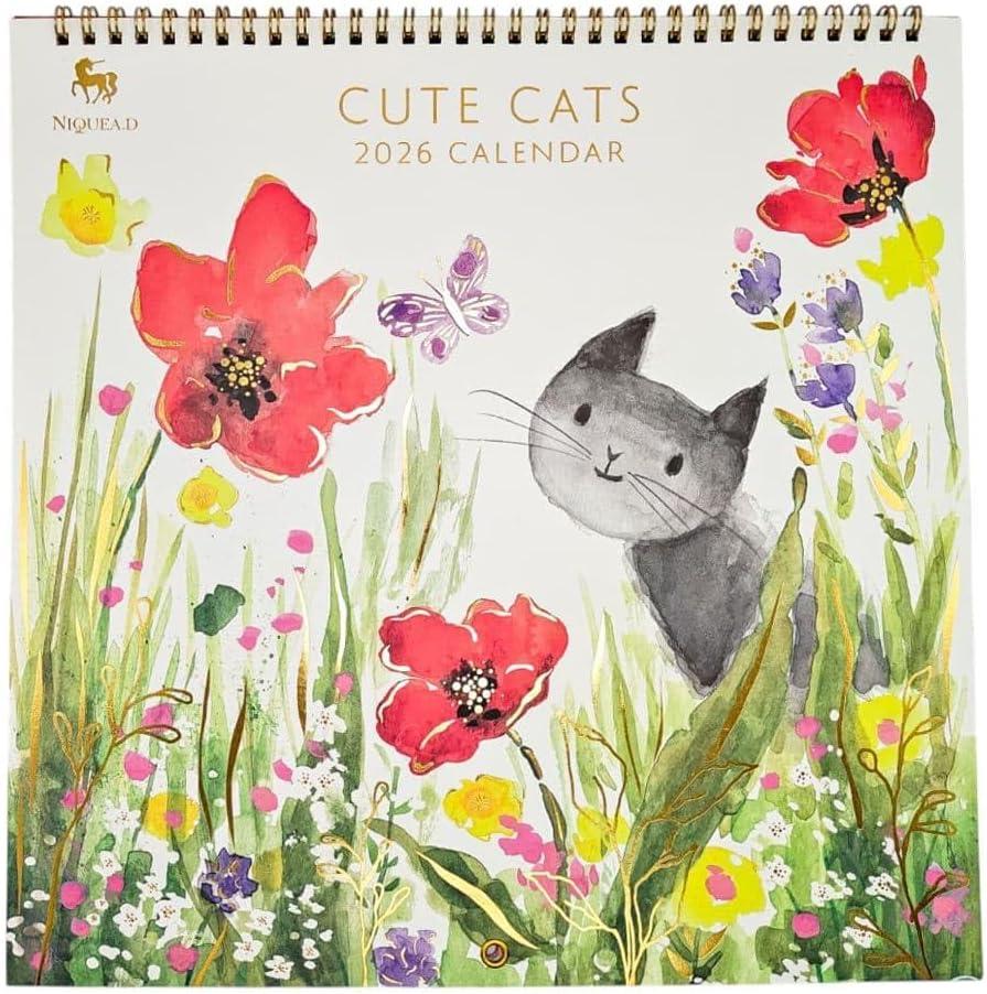 NIQUEA.D, Cute Cats 2026 Spiral Wall Calendar