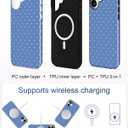 Jusy Magnetic Polka Dot Phone Case for iPhone 16,Blue White