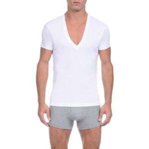 2(X)IST Men's Pima Cotton Slim Fit Deep V-Neck T-Shirt (White)