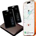 2-Pack Wallet Tracker Card for Apple Find My(iOS Only), Rechargeable Thin Finder with Wireless Charging - Protable Item Locator for Keys, Luggage, Passports and Bags