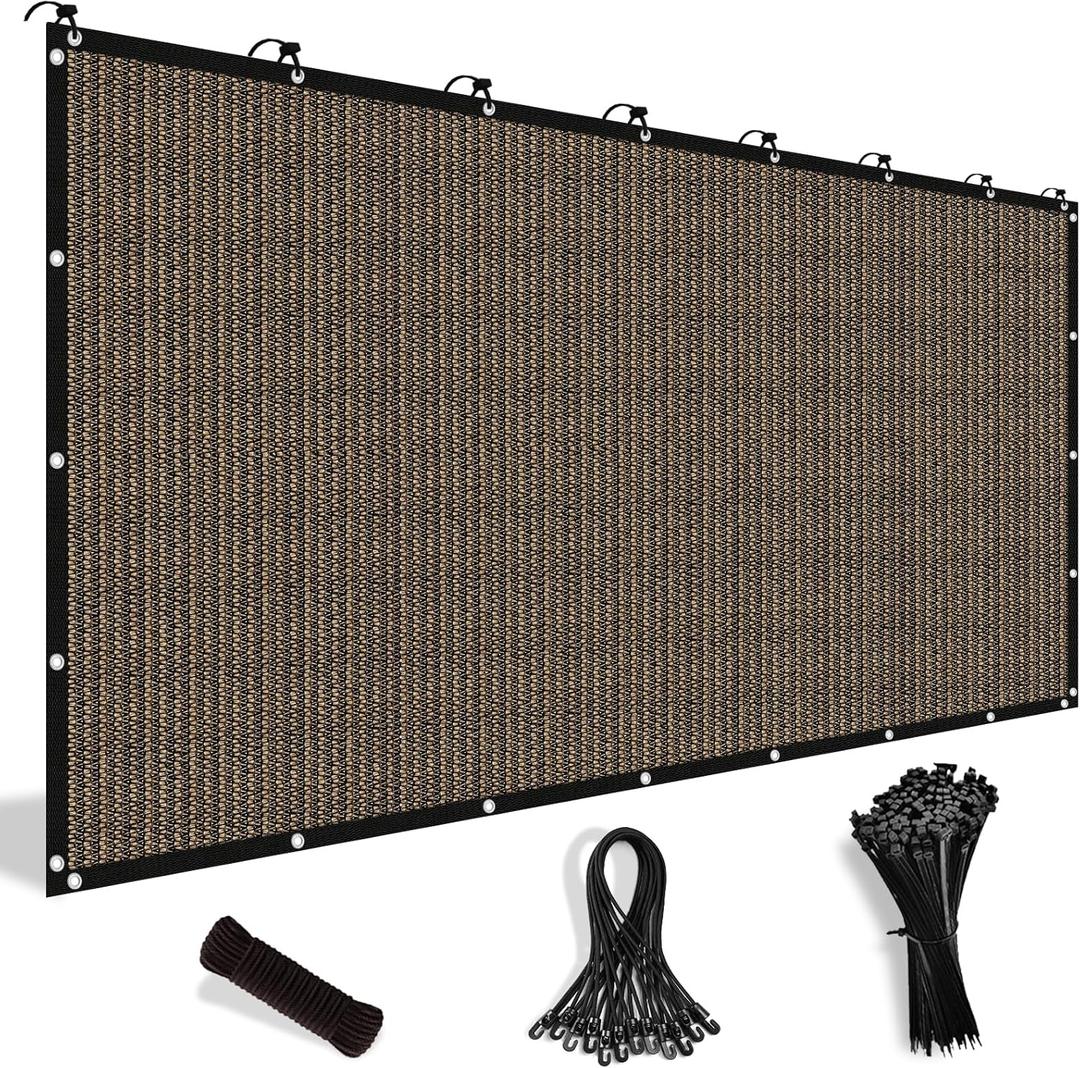 Shade&Beyond Customized Size 90% Sun Shade Cloth with Grommets, 8' X 8' Pergola Shade Cover Canopy, Mesh Tarp Sun Screens for Patio, Outdoor, Garden, Backyard, Mocha, YLB