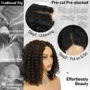 Brown Curly Wigs for Black Woman Glueless Synthetic Lace Front Wig with Pre Cut HD Lace Hairline 12 Inch Beginner Friendly Bob Wig Easy to Wear and Go for Daily Use