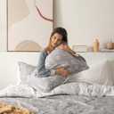 Bedsure Floral Comforter Set Cute Bedding Set Queen Reversible Grey